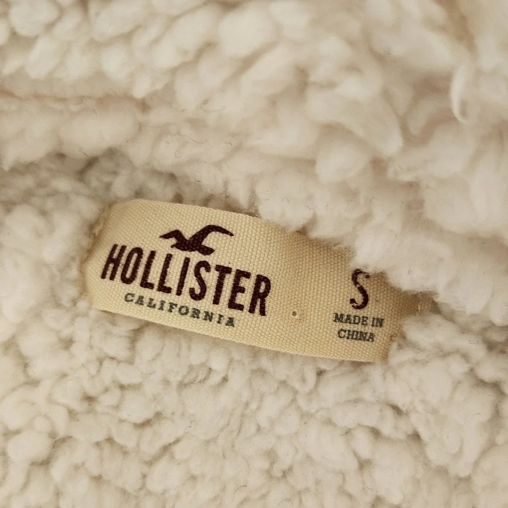 Hollister Aztec‎ Sherpa Fleece Open Front Cardigan Jacket blue/red Size Small